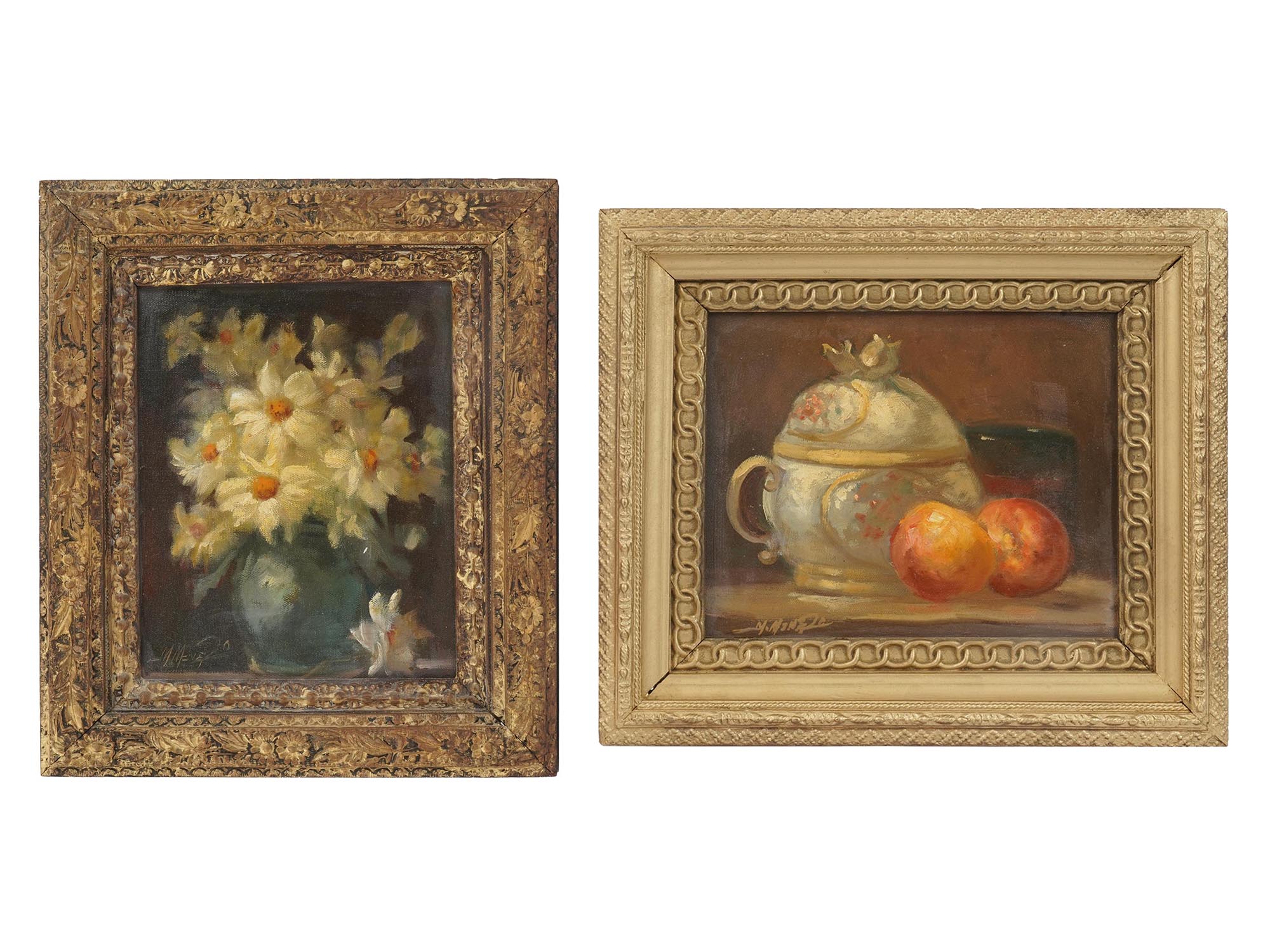 TWO VINTAGE FRAMED STILL LIFE PAINTINGS SIGNED PIC-0